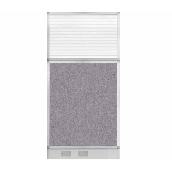 Hush Panel Cubicle Partition 3' x 6' Cloud Gray Fabric Clear Fluted Window w/ Cable Channel